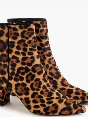 Leopard Print Ankle Boots Pointed-Toe - Women's Brown/Black/Rich Mahogany